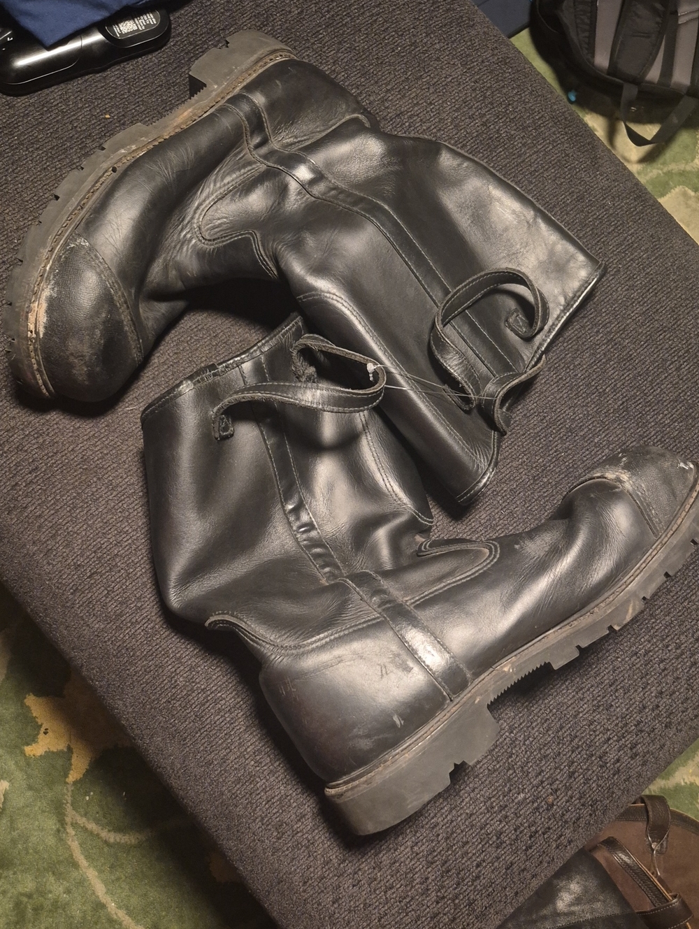 Skechers Black Leather Work Pull-On Boots